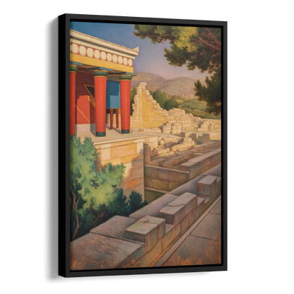 Knossos Palace Side - Black Canvas Wall Art