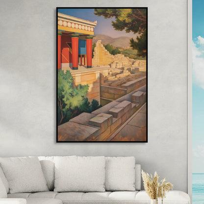 Knossos Palace Living Room - Black Canvas Wall Art