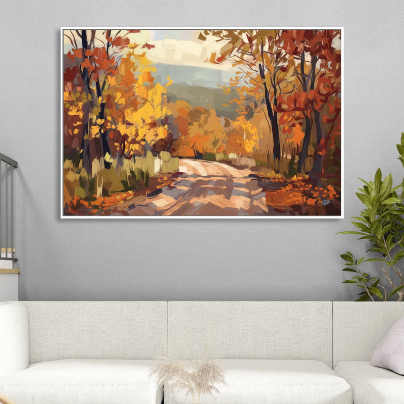 Knoxville Autumn Colors Sitting Room - White Canvas Wall Art