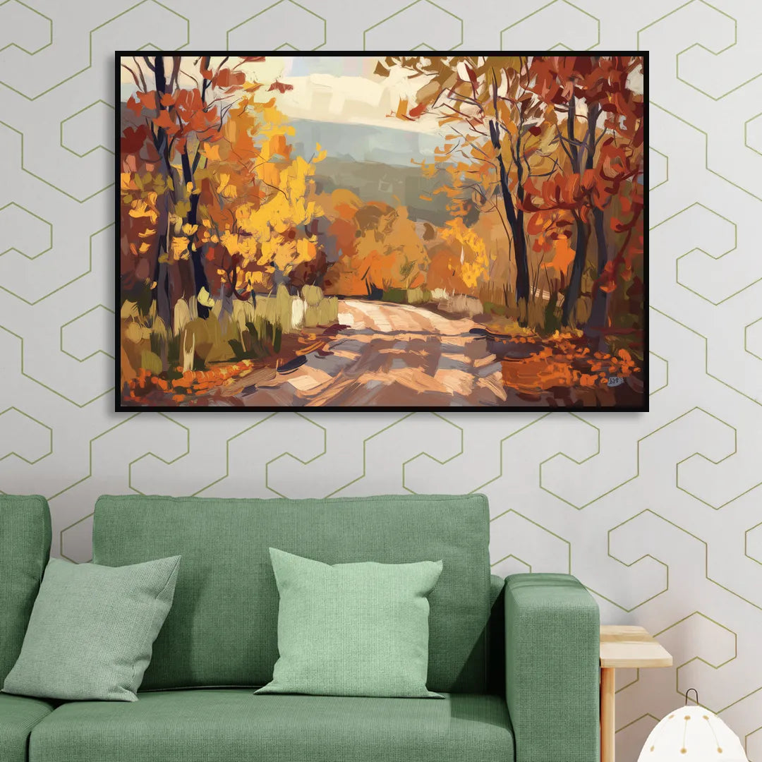 Knoxville Autumn Colors Living Room - Black Canvas Wall Art