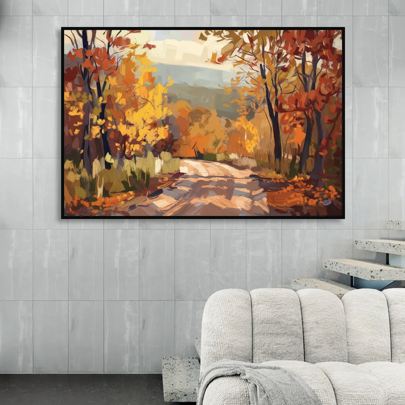 Knoxville Autumn Colors Sitting Room - Black Canvas Wall Art