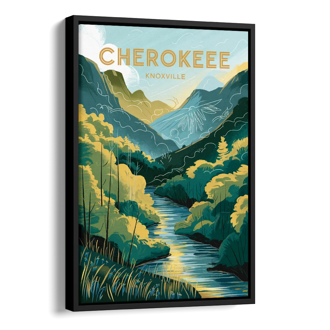 Knoxville Cherokee Heritage Side - Black Canvas Wall Art
