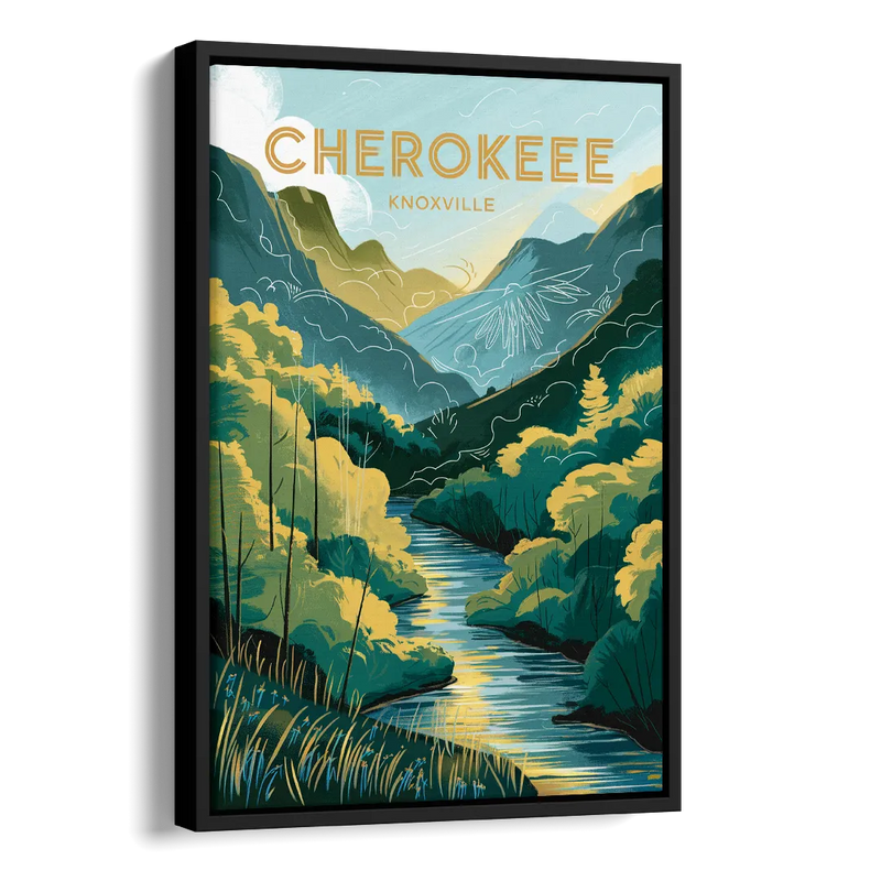 Knoxville Cherokee Heritage Side - Black Canvas Wall Art