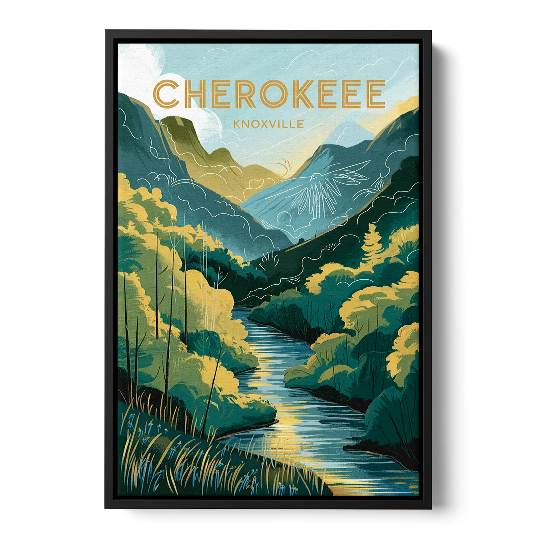 Knoxville Cherokee Heritage Front - Black Canvas Wall Art