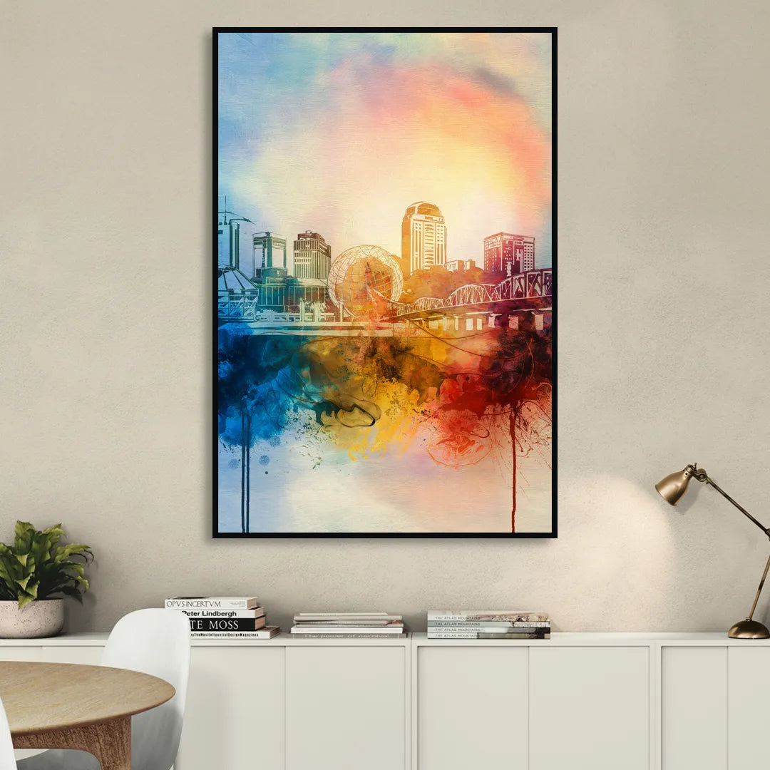 Knoxville Historic Landmarks Sitting Room - Black Canvas Wall Art