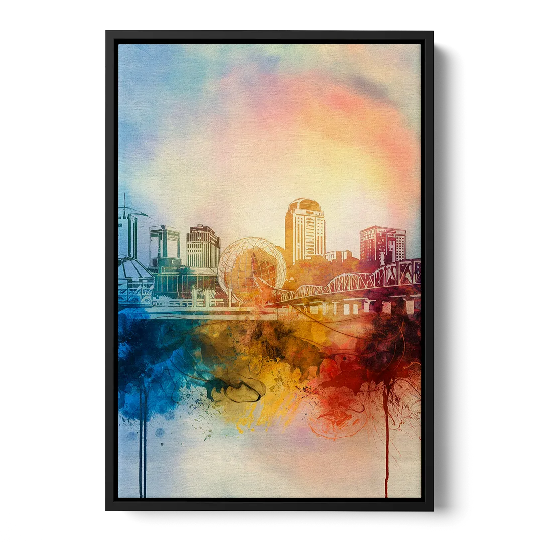 Knoxville Historic Landmarks Front - Black Canvas Wall Art