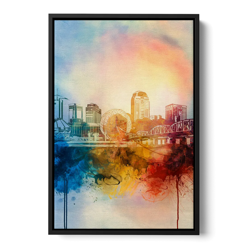 Knoxville Historic Landmarks Front - Black Canvas Wall Art