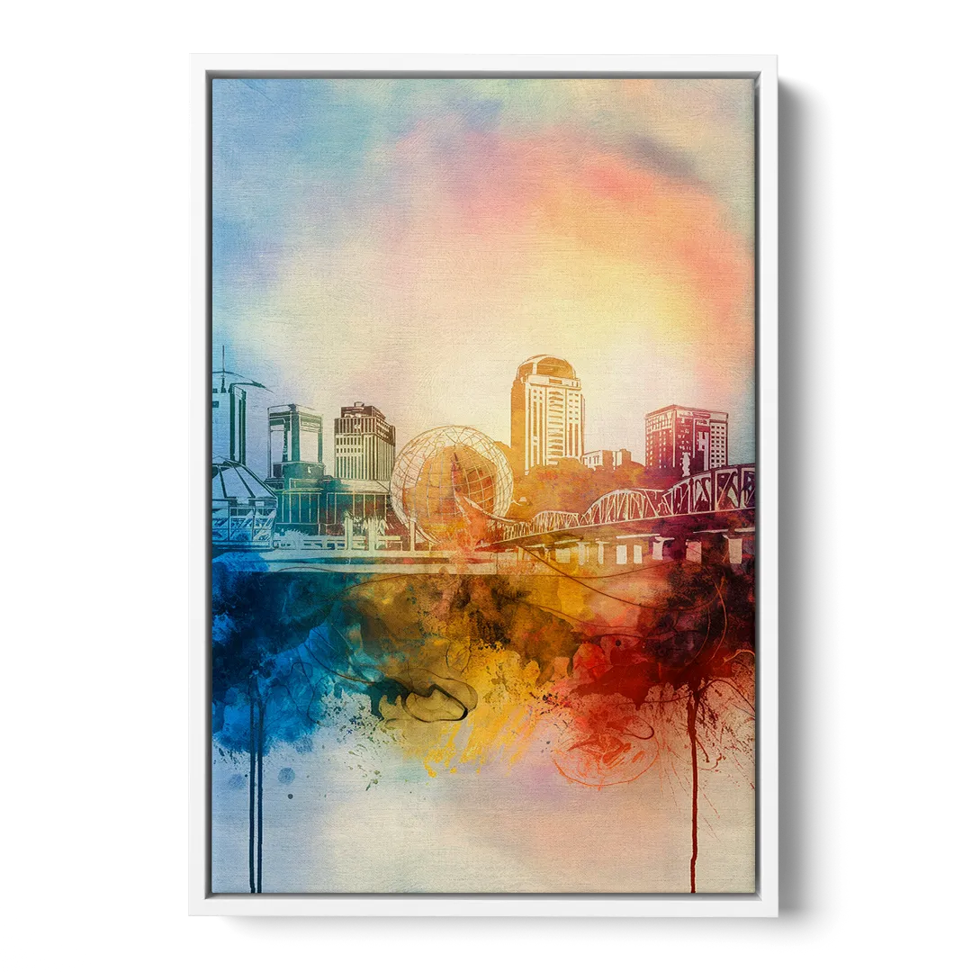 Knoxville Historic Landmarks Front - White Canvas Wall Art