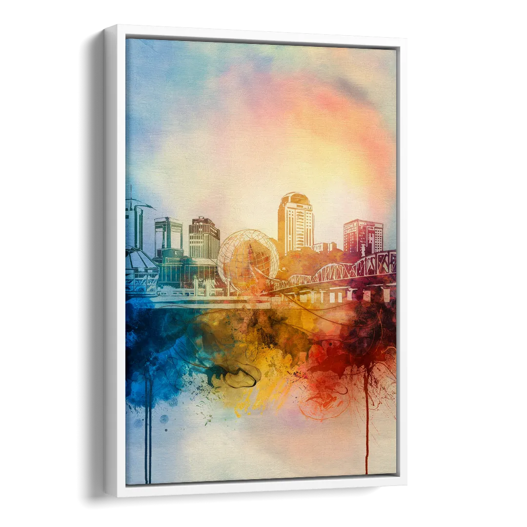 Knoxville Historic Landmarks Side - White Canvas Wall Art