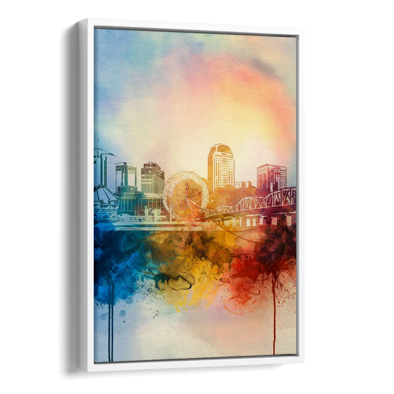 Knoxville Historic Landmarks Side - White Canvas Wall Art
