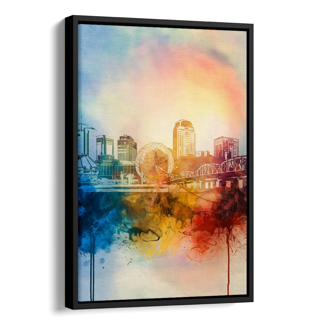 Knoxville Historic Landmarks Side - Black Canvas Wall Art