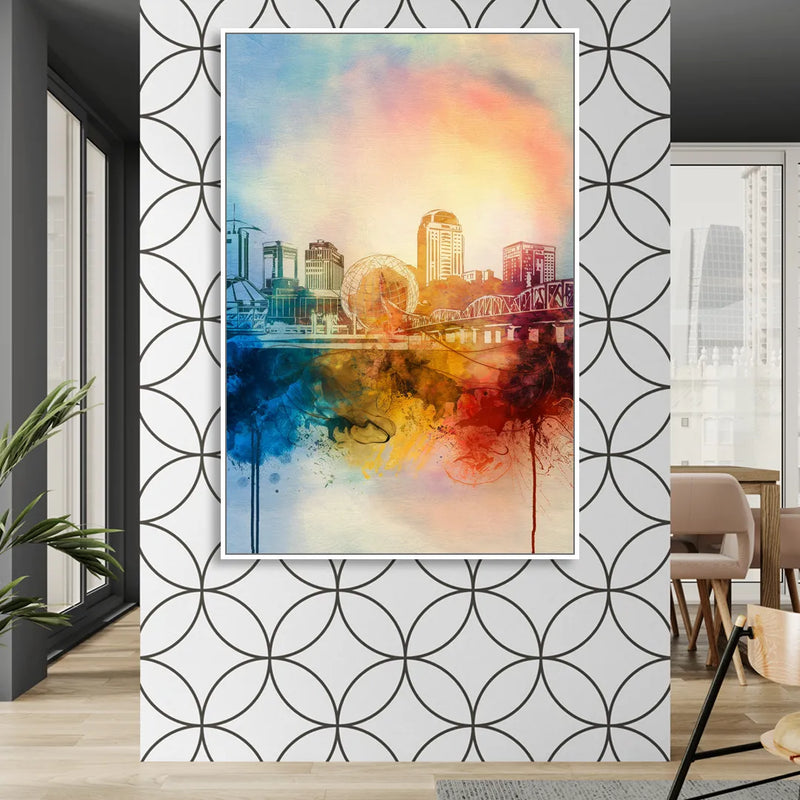 Knoxville Historic Landmarks Living Room - White Canvas Wall Art