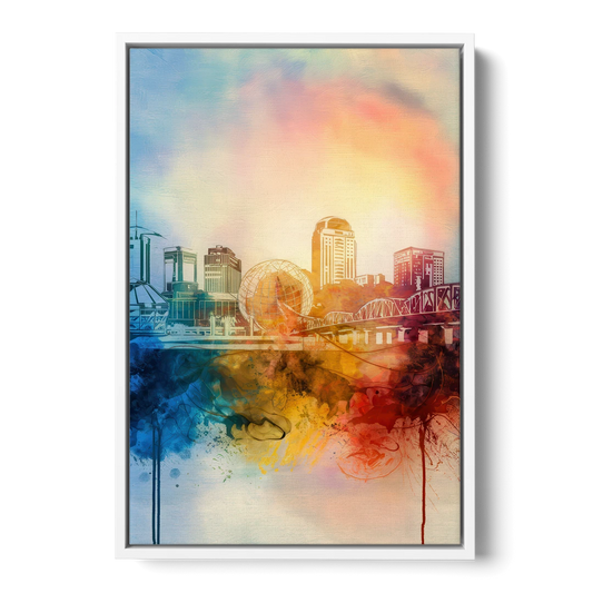 Knoxville Historic Landmarks - White Framed Canvas Wall Art - Front