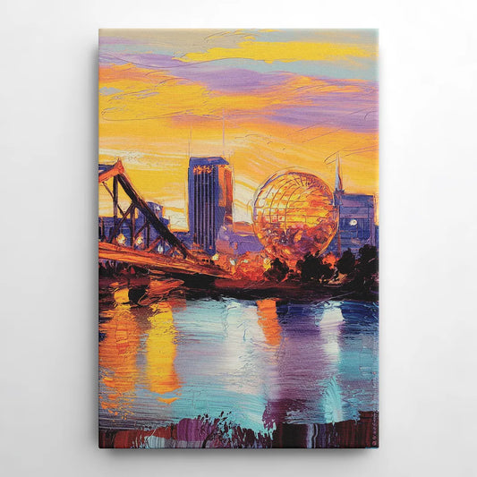 Knoxville Skyline Sunset - Canvas Wall Art
