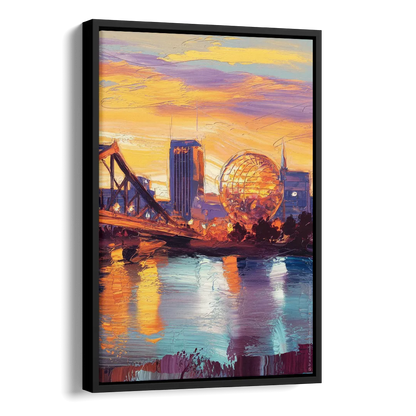 Knoxville Skyline Sunset Side - Black Canvas Wall Art