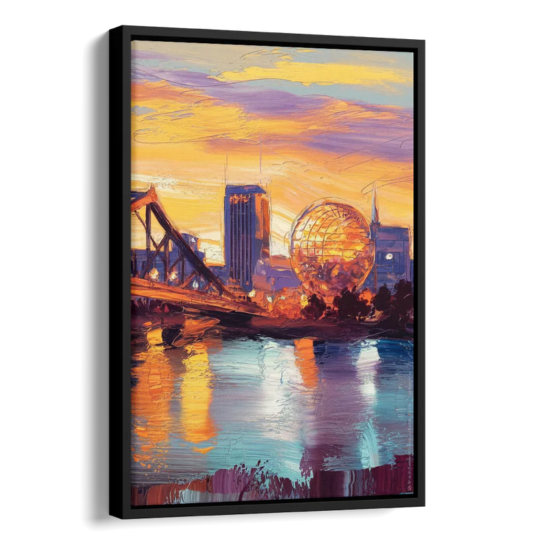 Knoxville Skyline Sunset Side - Black Canvas Wall Art