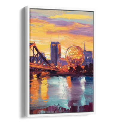Knoxville Skyline Sunset Side - White Canvas Wall Art