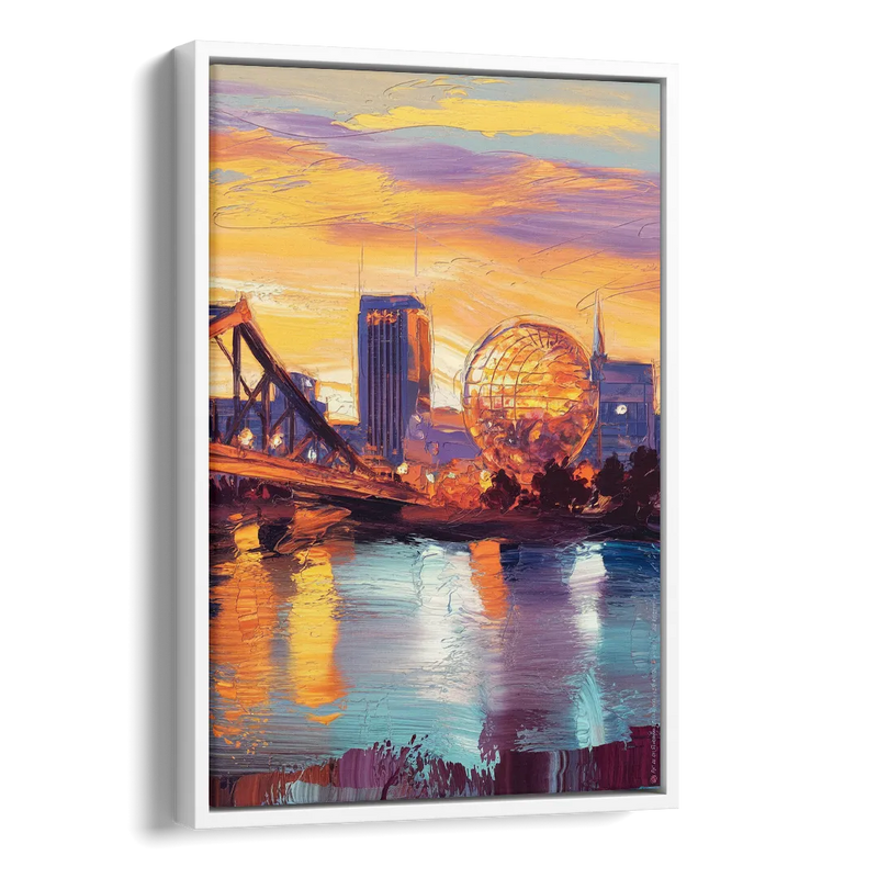 Knoxville Skyline Sunset Side - White Canvas Wall Art