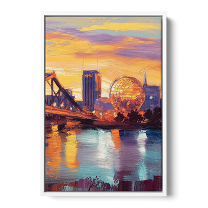 Knoxville Skyline Sunset Front - White Canvas Wall Art