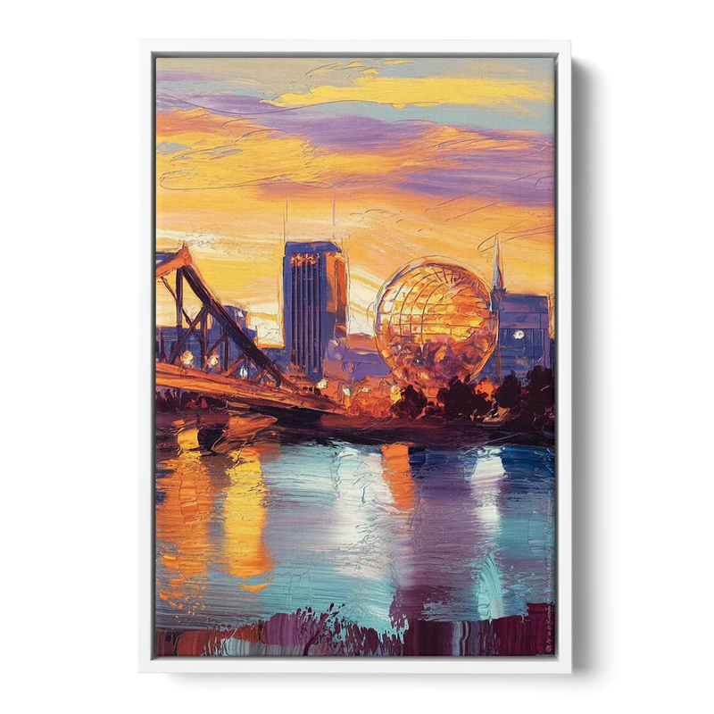 Knoxville Skyline Sunset Front - White Canvas Wall Art