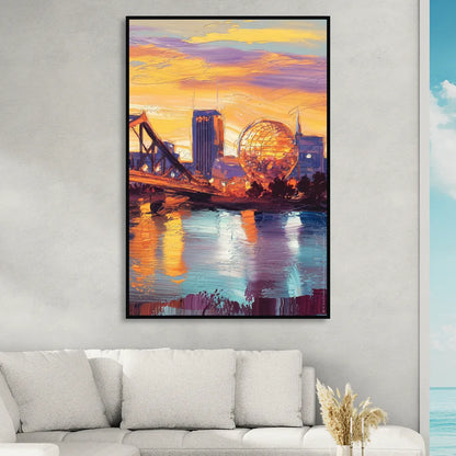 Knoxville Skyline Sunset Sitting Room - Black Canvas Wall Art