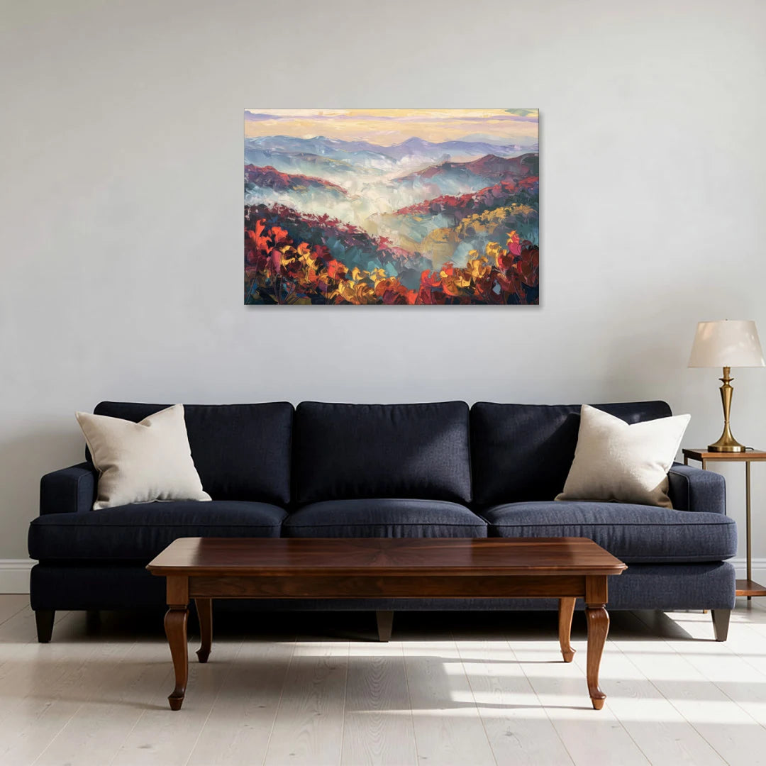 Knoxville Smoky Mountains Scene - Canvas Wall Art - Sofa - 36x24