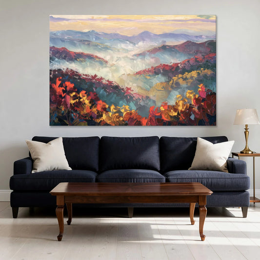 Knoxville Smoky Mountains Scene - Canvas Wall Art - Sofa - 60x40
