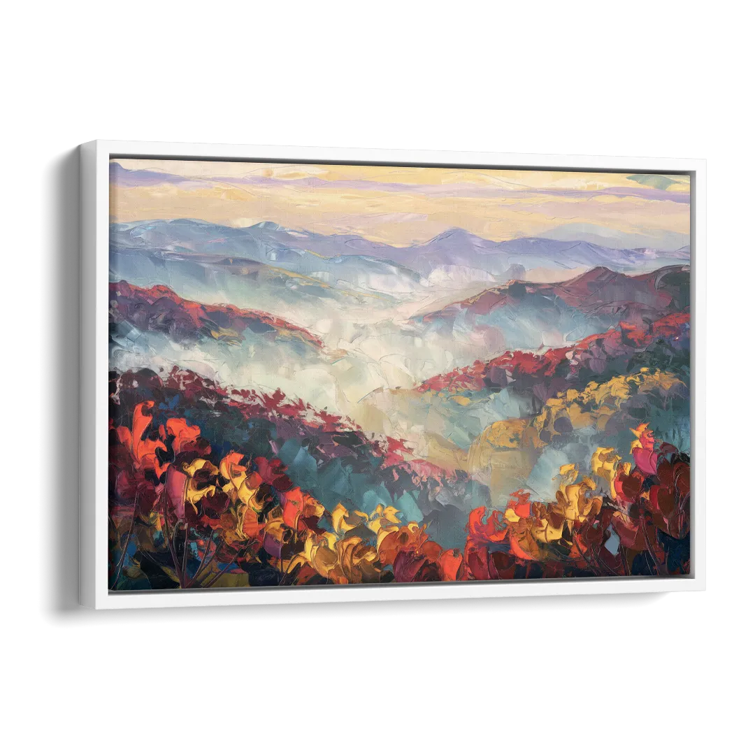 Knoxville Smoky Mountains Scene Side - White Canvas Wall Art