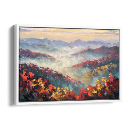 Knoxville Smoky Mountains Scene Side - White Canvas Wall Art