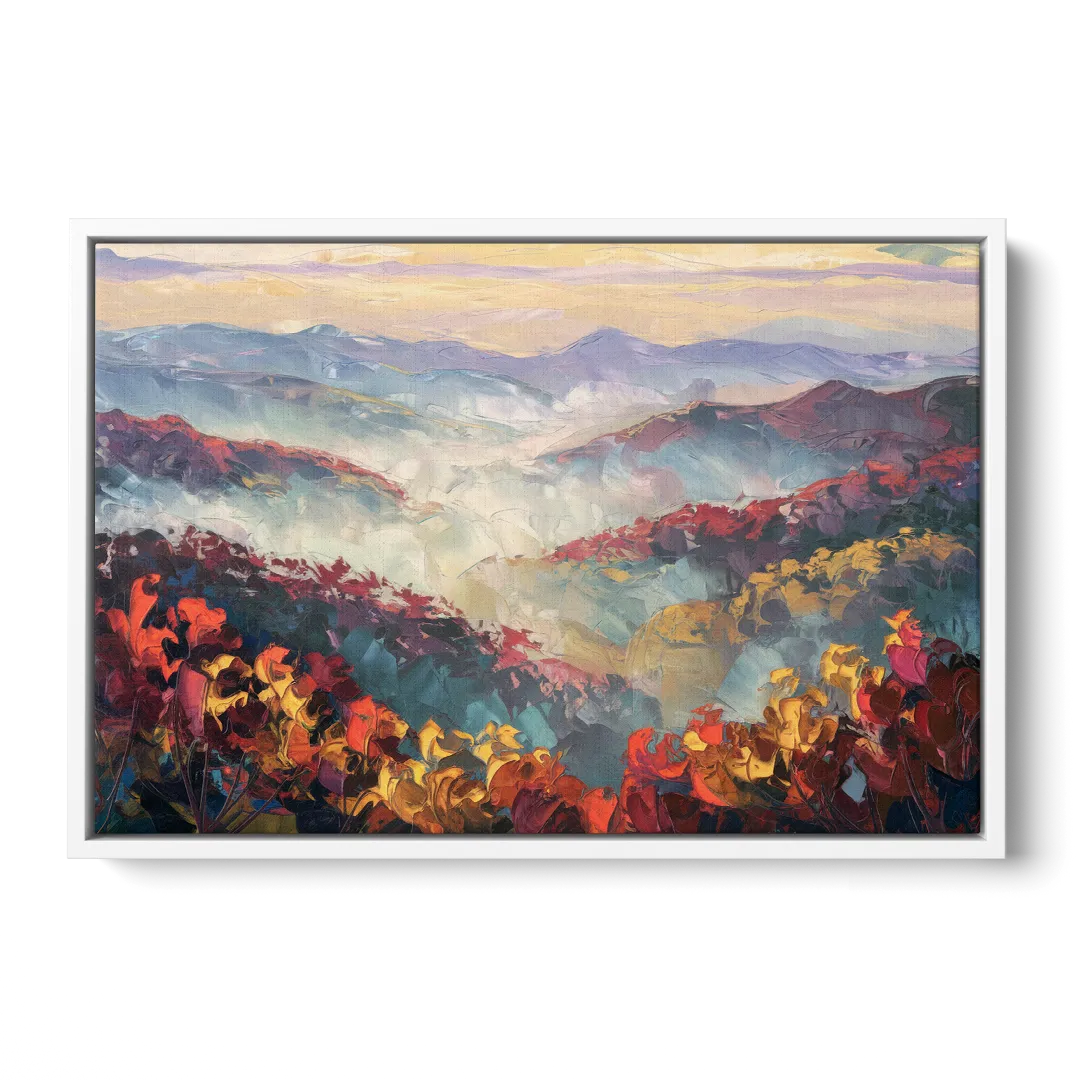 Knoxville Smoky Mountains Scene Front - White Canvas Wall Art
