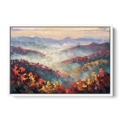 Knoxville Smoky Mountains Scene Front - White Canvas Wall Art