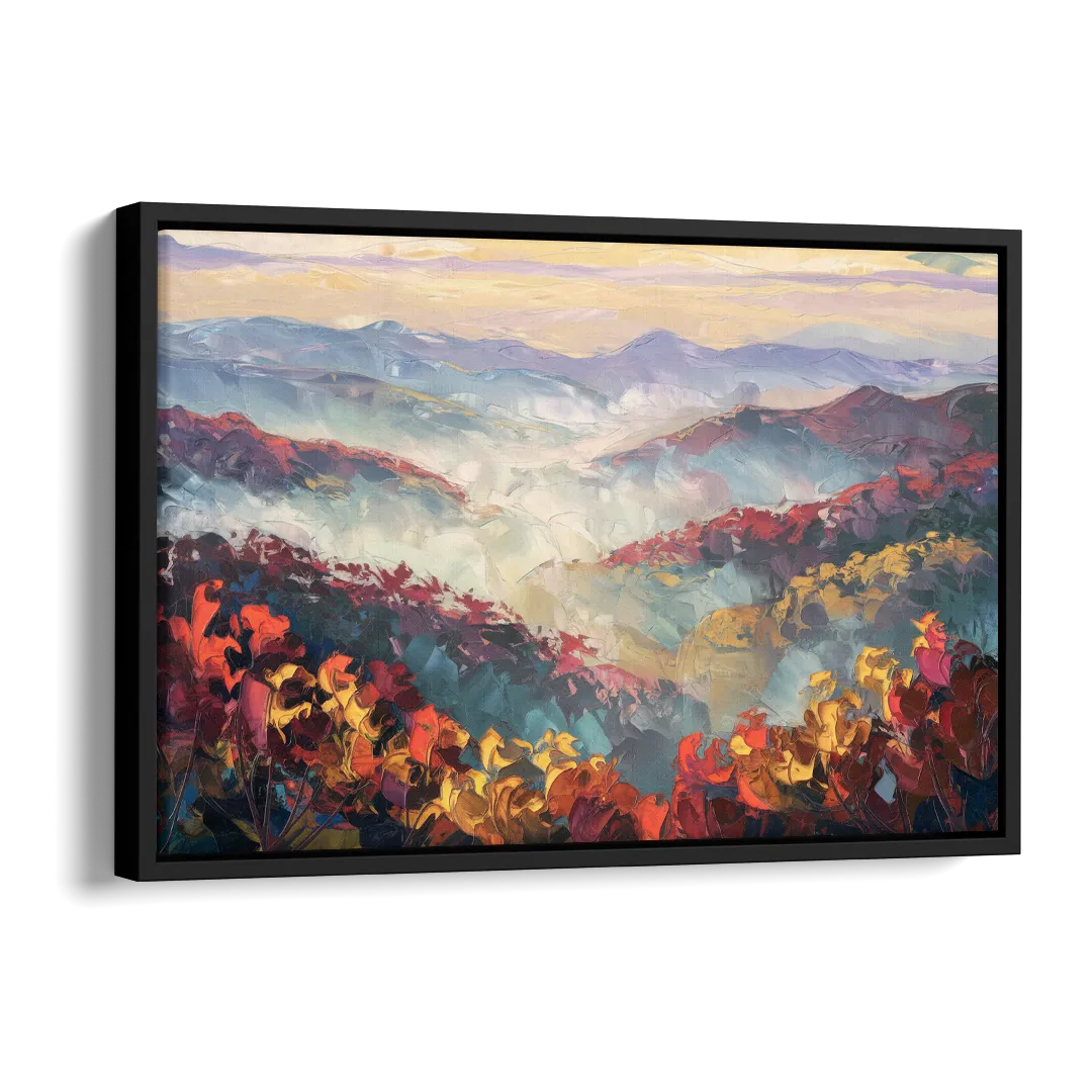 Knoxville Smoky Mountains Scene Side - Black Canvas Wall Art