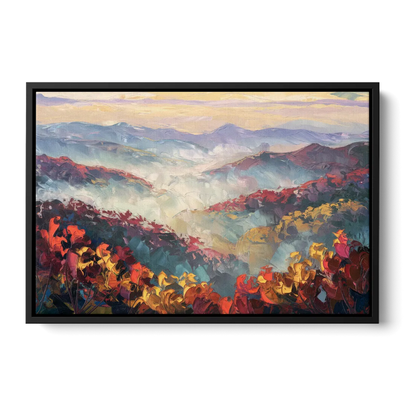 Knoxville Smoky Mountains Scene Front - Black Canvas Wall Art