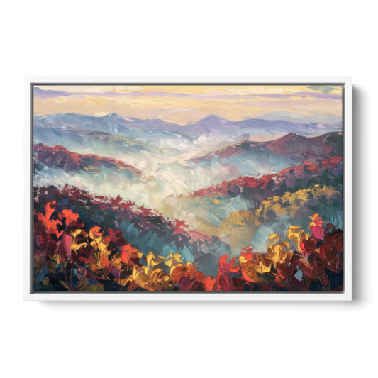Knoxville Smoky Mountains Scene - White Framed Canvas Wall Art - Front