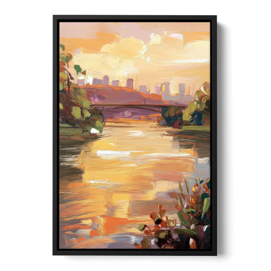 Knoxville Tennessee River View - Black Framed Canvas Wall Art - Front