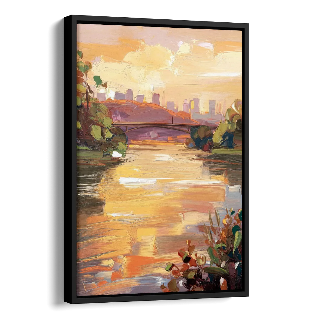 Knoxville Tennessee River View Side - Black Canvas Wall Art