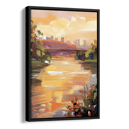 Knoxville Tennessee River View Side - Black Canvas Wall Art