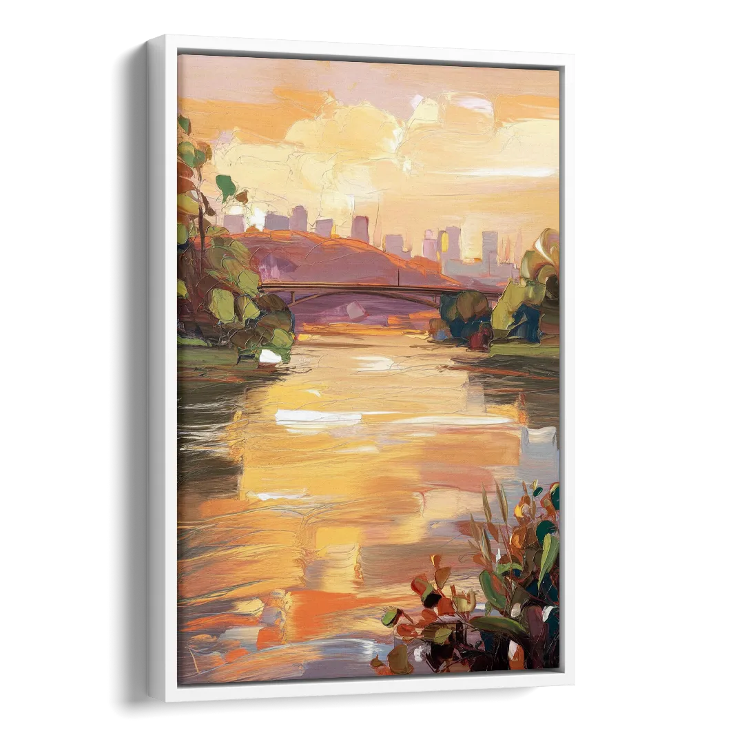 Knoxville Tennessee River View Side - White Canvas Wall Art