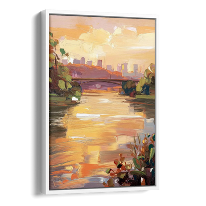 Knoxville Tennessee River View Side - White Canvas Wall Art