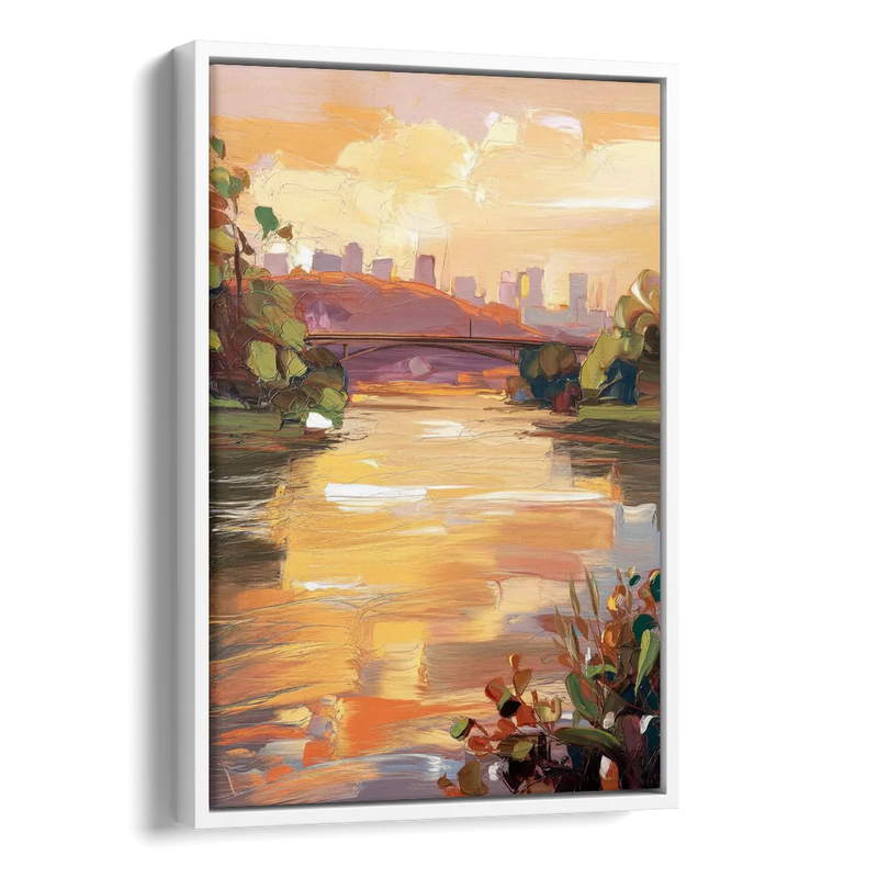 Knoxville Tennessee River View Side - White Canvas Wall Art