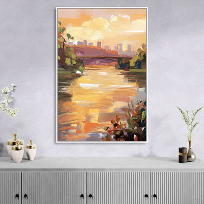 Knoxville Tennessee River View Sitting Room - White Canvas Wall Art