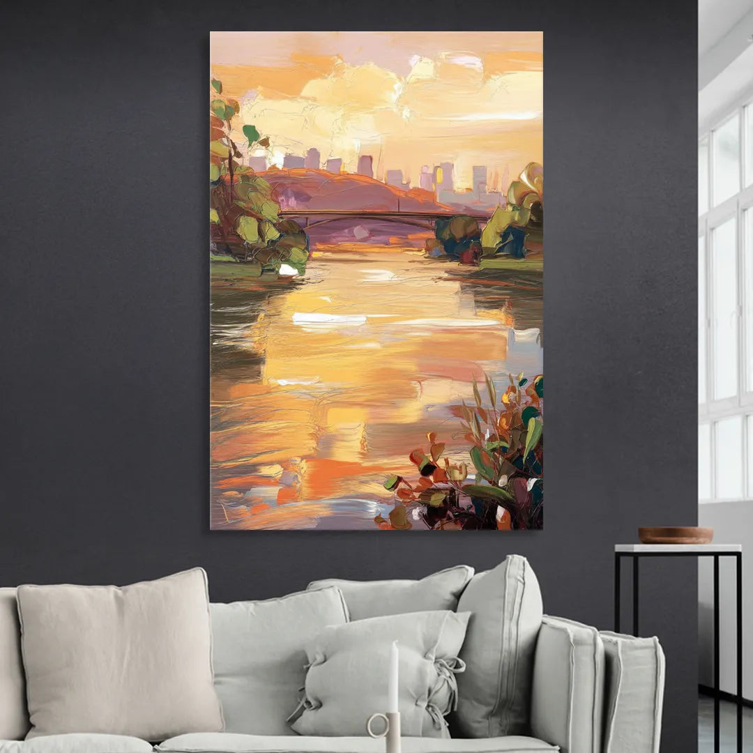 Knoxville Tennessee River View Sitting Room - Canvas Wall Art