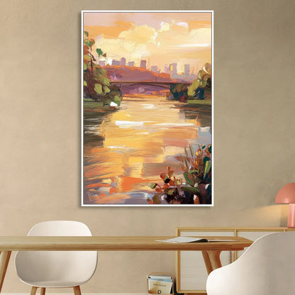 Knoxville Tennessee River View Living Room - White Canvas Wall Art