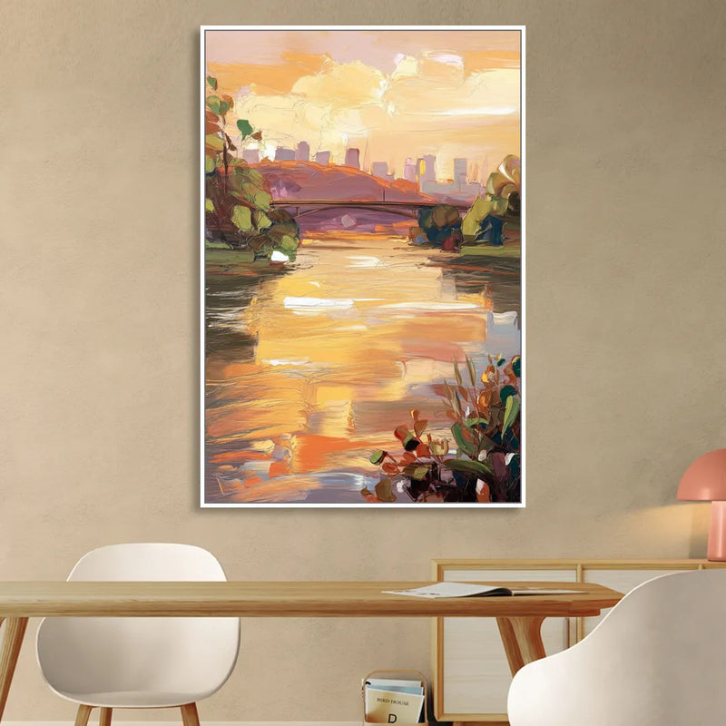 Knoxville Tennessee River View Living Room - White Canvas Wall Art