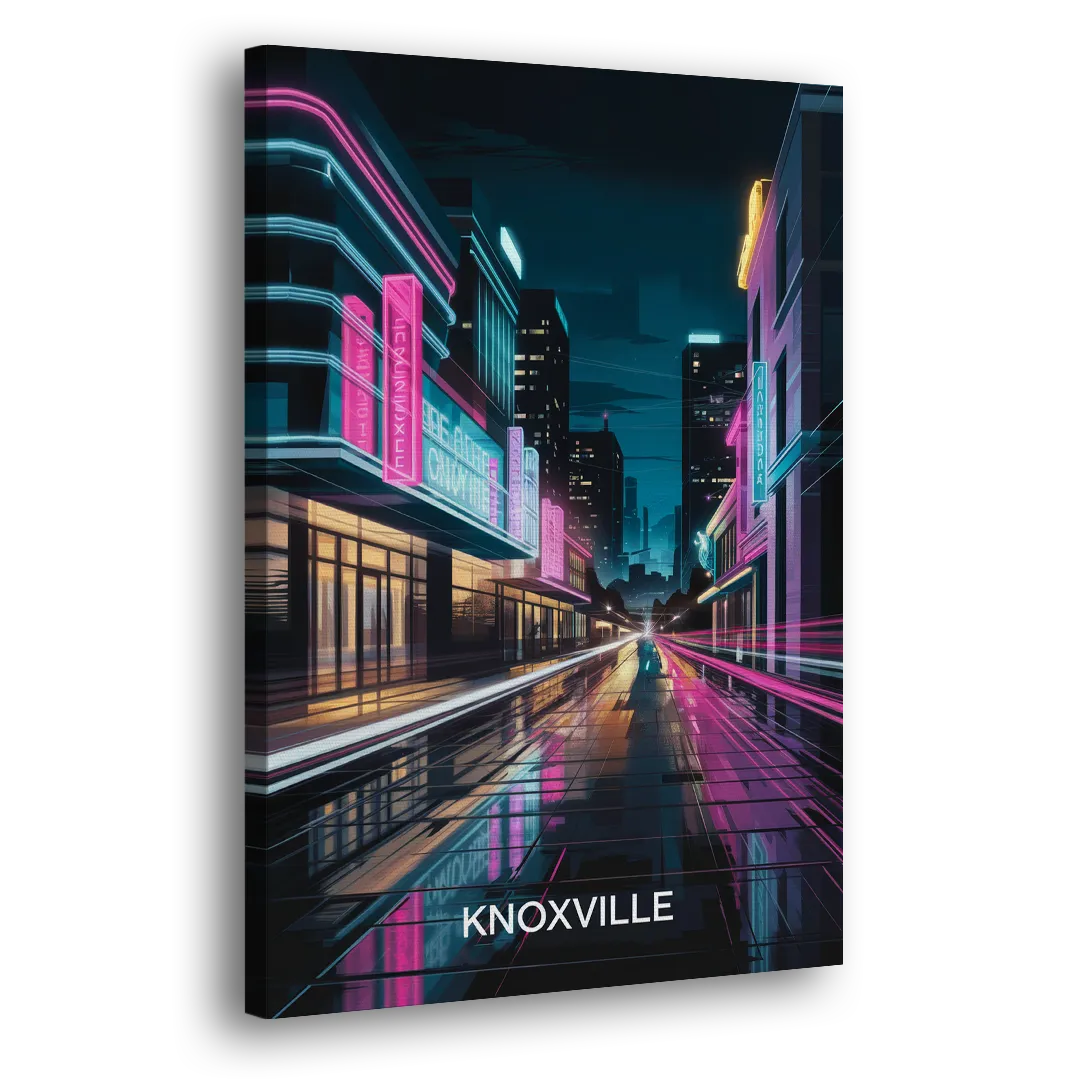 Knoxville Urban Night Lights Side - Canvas Wall Art