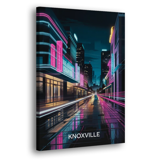 Knoxville Urban Night Lights Side - Canvas Wall Art
