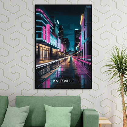 Knoxville Urban Night Lights Sitting Room - Black Canvas Wall Art