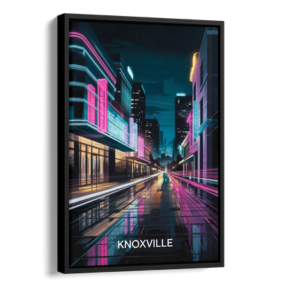 Knoxville Urban Night Lights Side - Black Canvas Wall Art