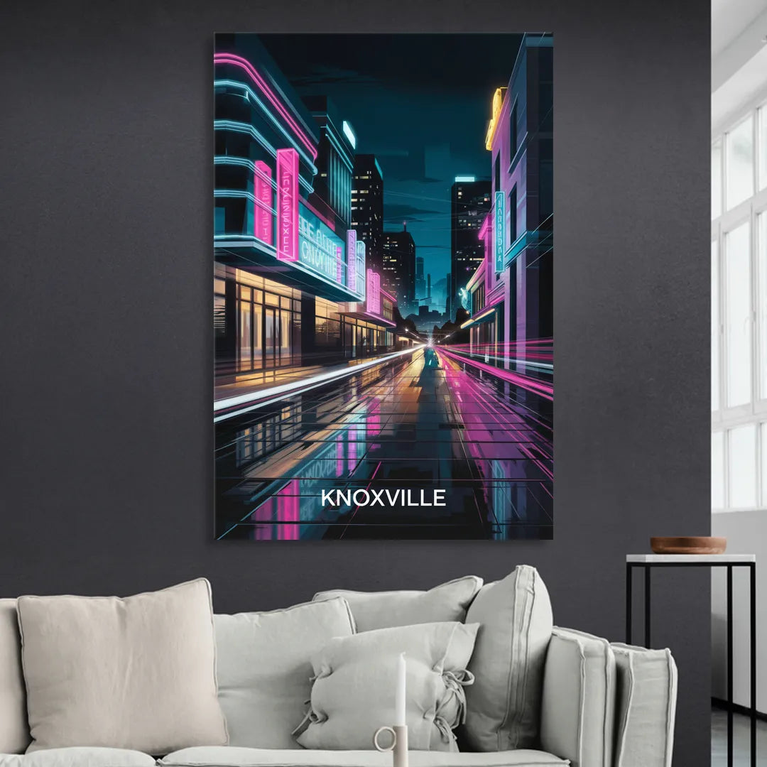 Knoxville Urban Night Lights Living Room - Canvas Wall Art