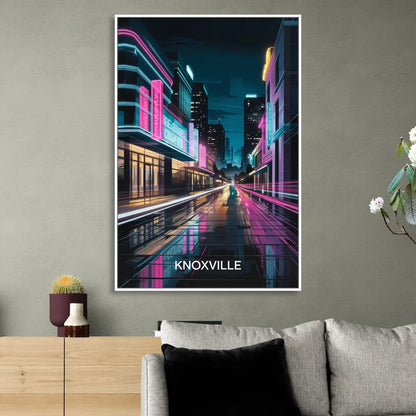 Knoxville Urban Night Lights Sitting Room - White Canvas Wall Art